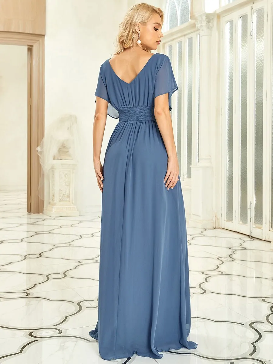 Casey burgundy short sleeve cape style bridesmaid dress s28 Express NZ wide