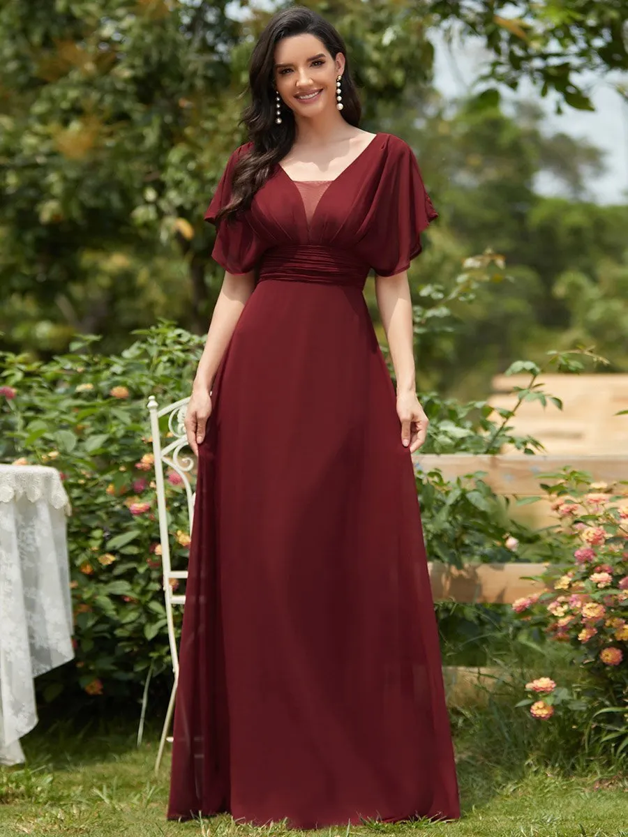Casey burgundy short sleeve cape style bridesmaid dress s28 Express NZ wide