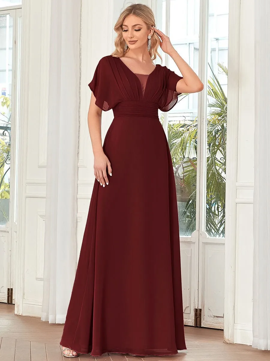 Casey burgundy short sleeve cape style bridesmaid dress s28 Express NZ wide