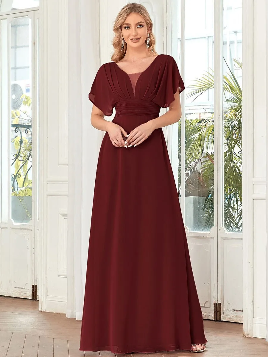 Casey burgundy short sleeve cape style bridesmaid dress s28 Express NZ wide