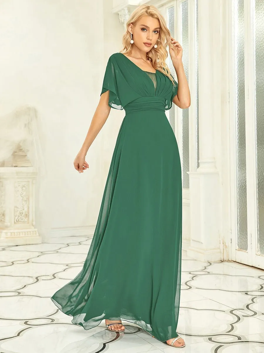 Casey burgundy short sleeve cape style bridesmaid dress s28 Express NZ wide