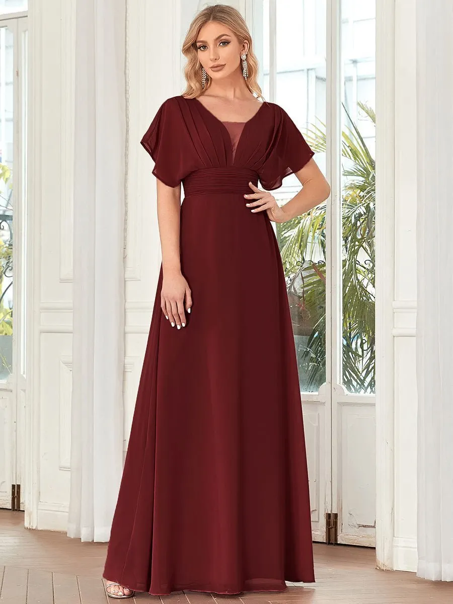Casey burgundy short sleeve cape style bridesmaid dress s28 Express NZ wide