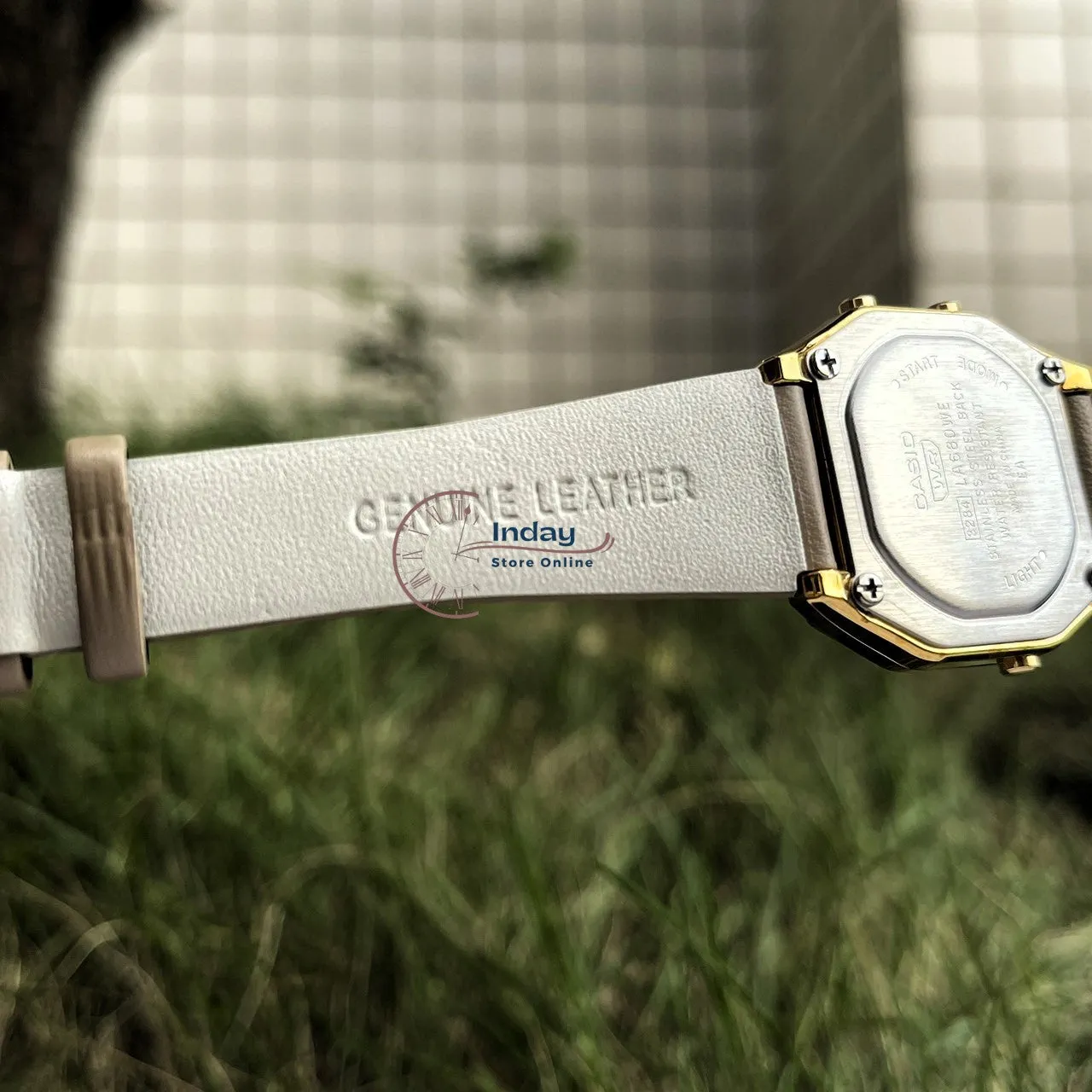 Casio Women's Watch LA680WEGL-5 Beige Color Genuine Leather Band Water Resistant Resin Glass