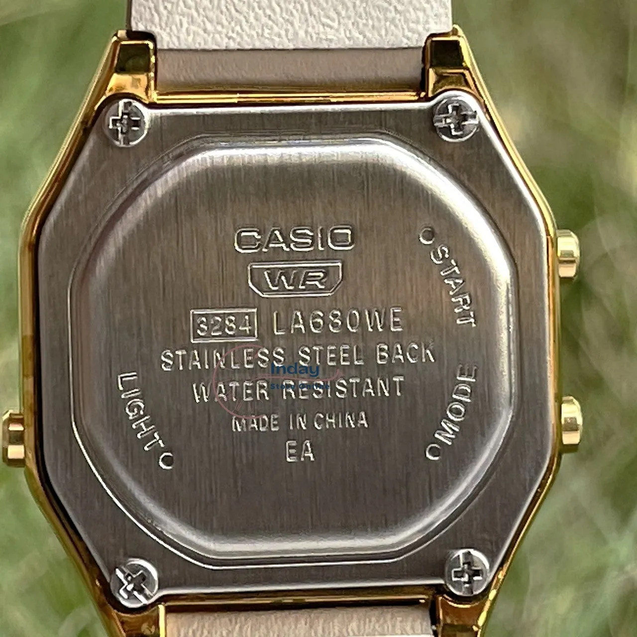 Casio Women's Watch LA680WEGL-5 Beige Color Genuine Leather Band Water Resistant Resin Glass