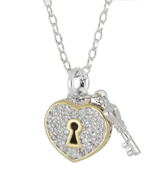 Celebration Petite Pavé - Heart & Key Necklace