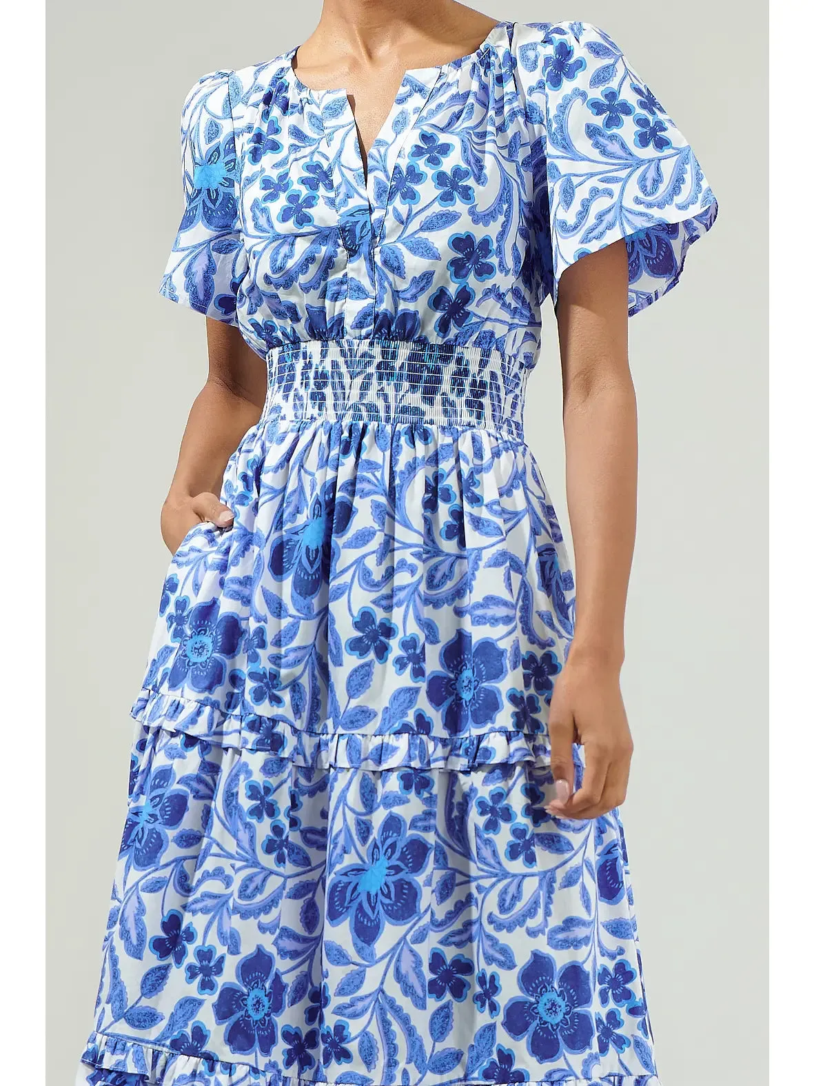 Celeste Floral Poplin Tiered Maxi Dress
