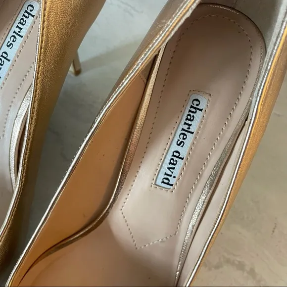 Charles David Anina gold jeweled pumps
