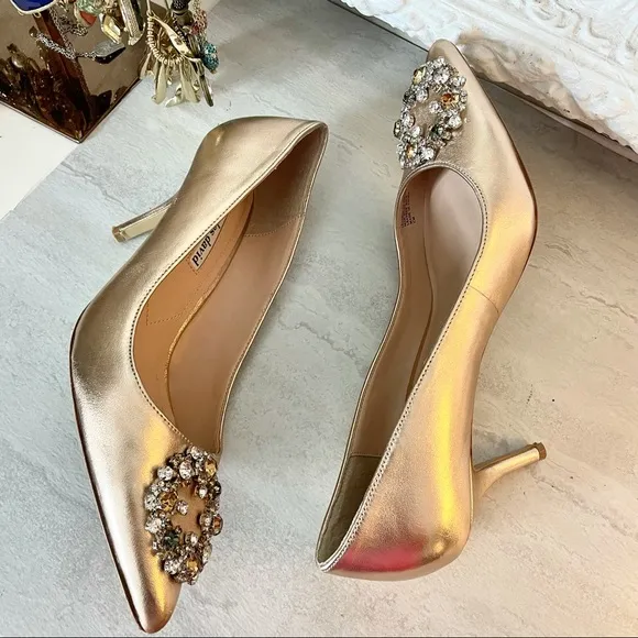 Charles David Anina gold jeweled pumps