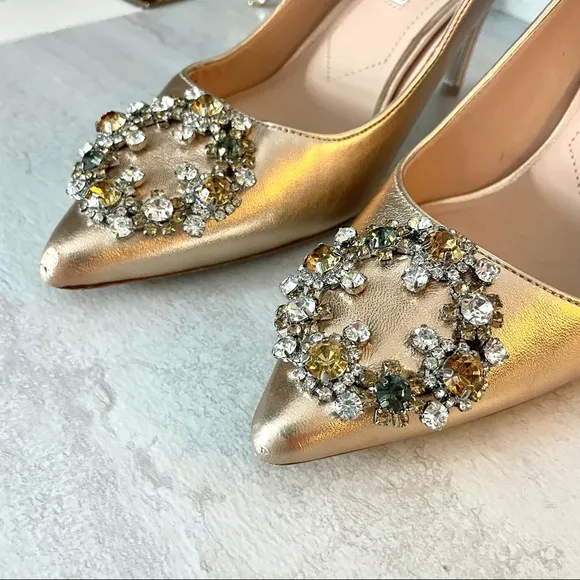 Charles David Anina gold jeweled pumps