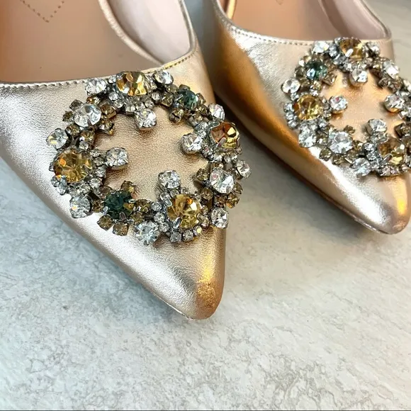 Charles David Anina gold jeweled pumps