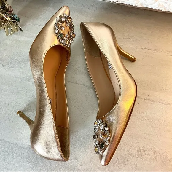 Charles David Anina gold jeweled pumps
