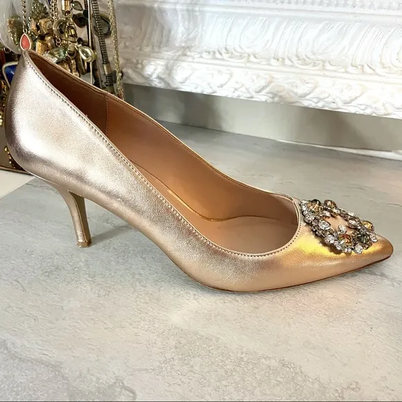 Charles David Anina gold jeweled pumps