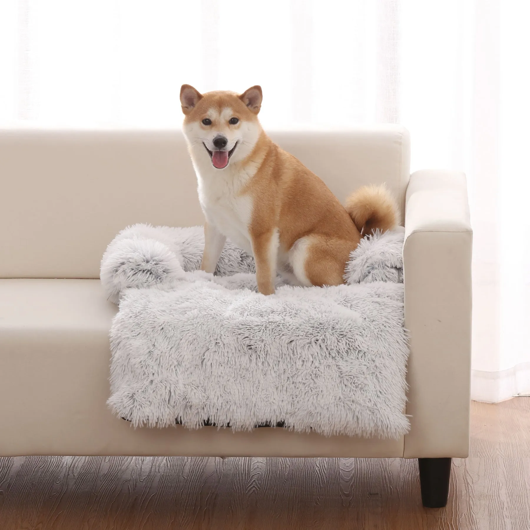 Charlie's Shaggy Faux Fur Bolster Sofa Protector Calming Dog Bed Arctic White XX-Large