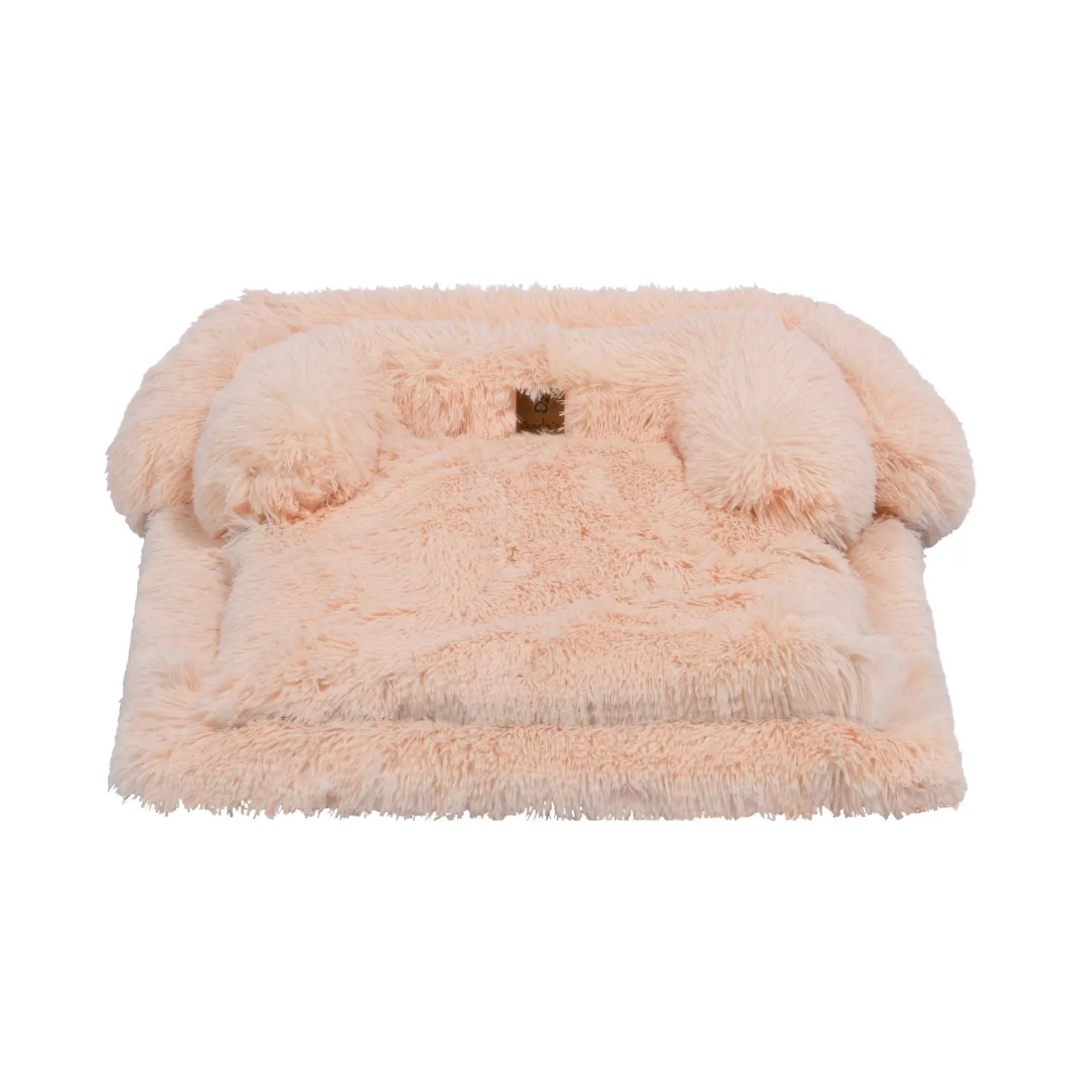 Charlie's Shaggy Faux Fur Bolster Sofa Protector Calming Dog Bed Soft Beige Small