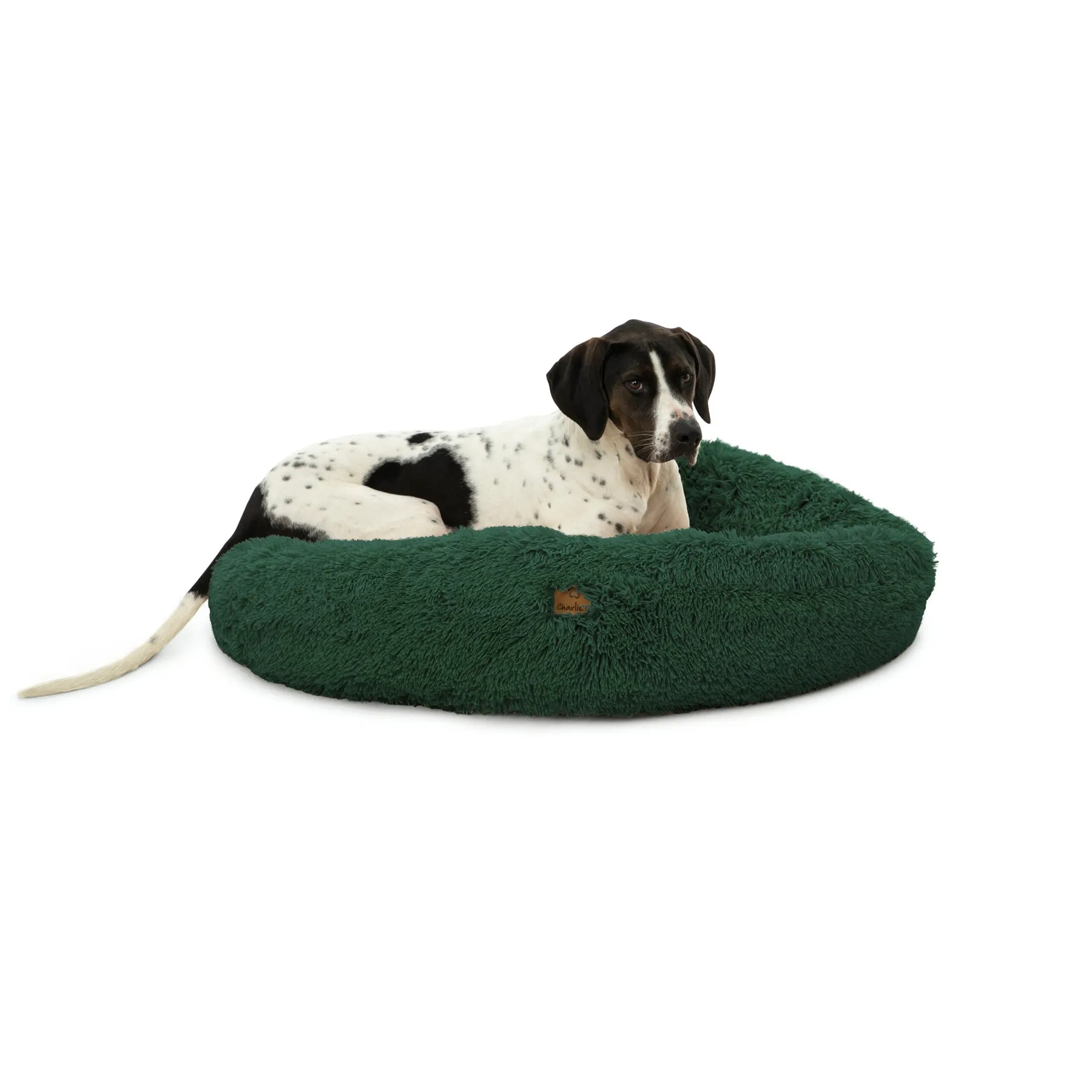 Charlie's Shaggy Faux Fur Round Calming Dog Mat Eden Green Small