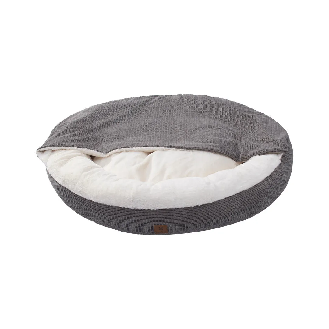 Charlie's Snookie Hooded Calming Dog Bed Grey Large