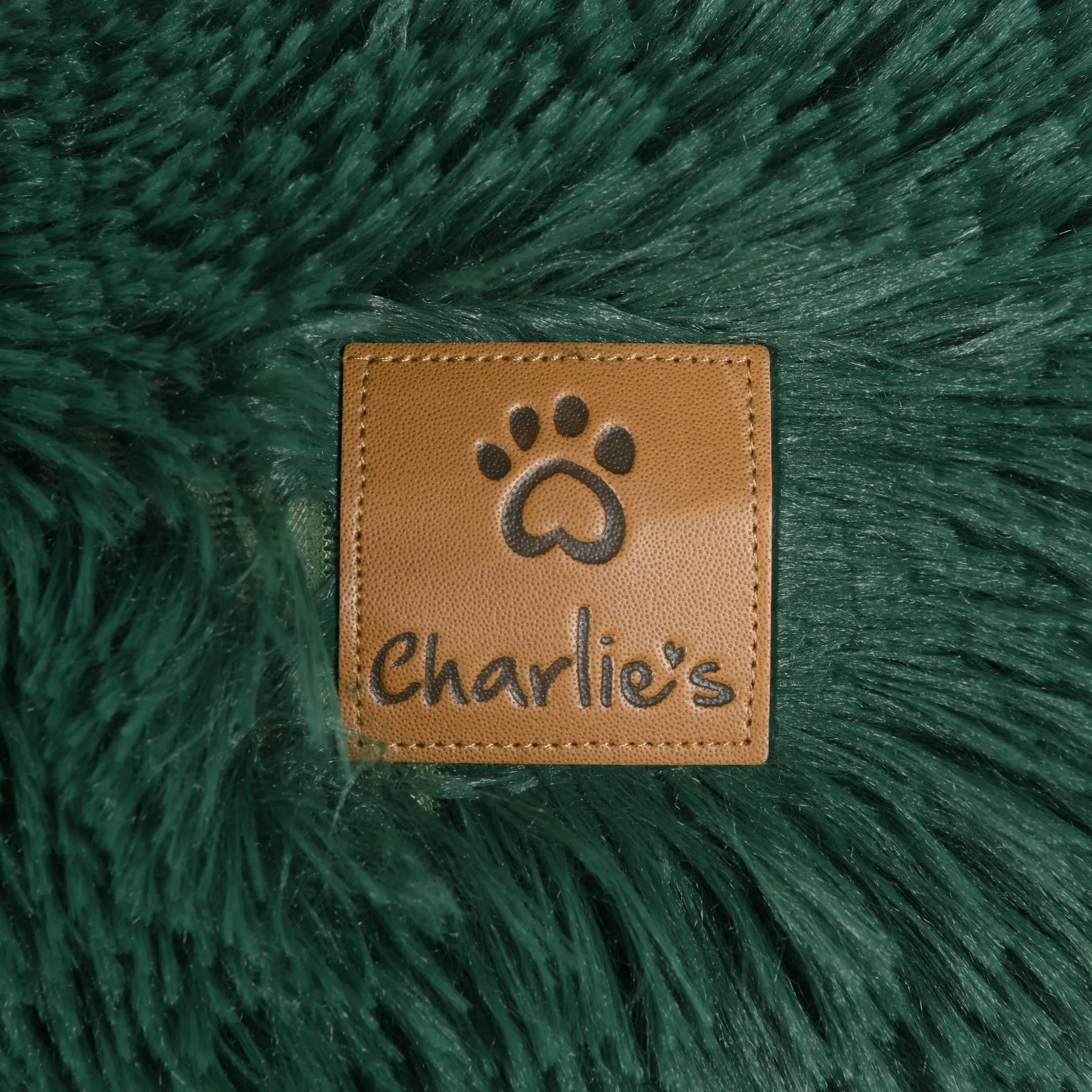 Charlie's Snookie Hooded Faux Fur Calming Dog Bed Eden Green Large