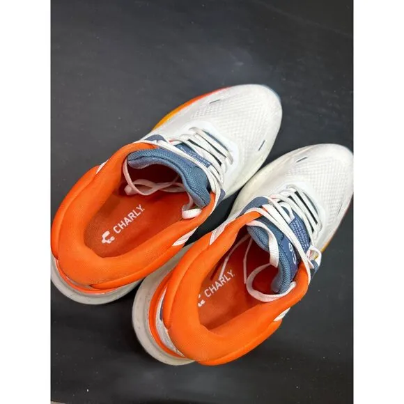 Charly Mens Running Shoes Size 8.5 USA Cushioning White/Orange