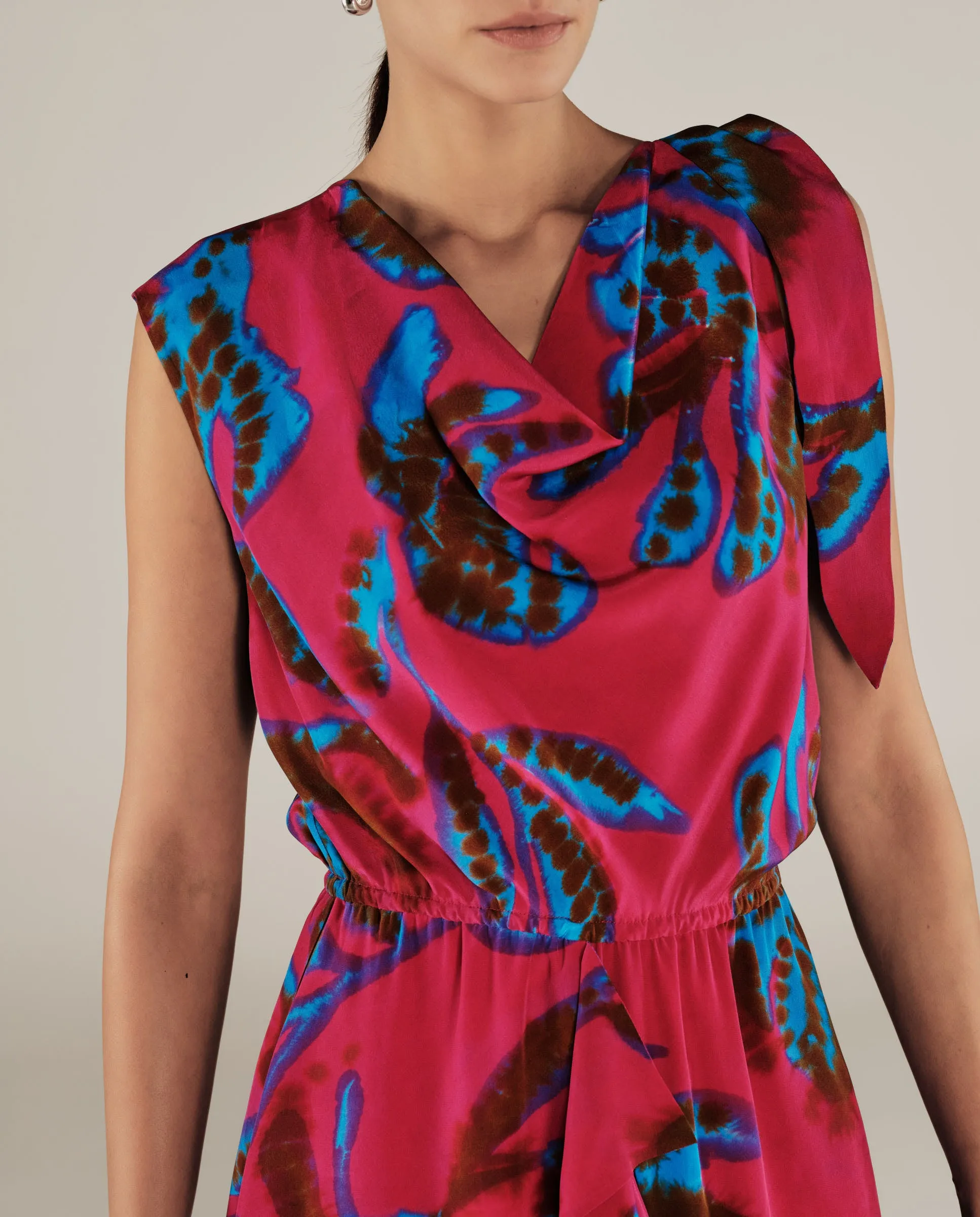 CHETANA | Magenta & Blue Flower Short Dress