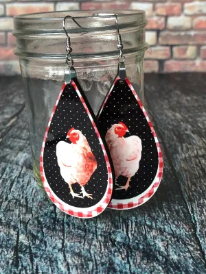 Chicken Earrings, Farm Earrings, Farm Girl Gifts, Chicken Gifts, Funny Earrings, Drop Earrings