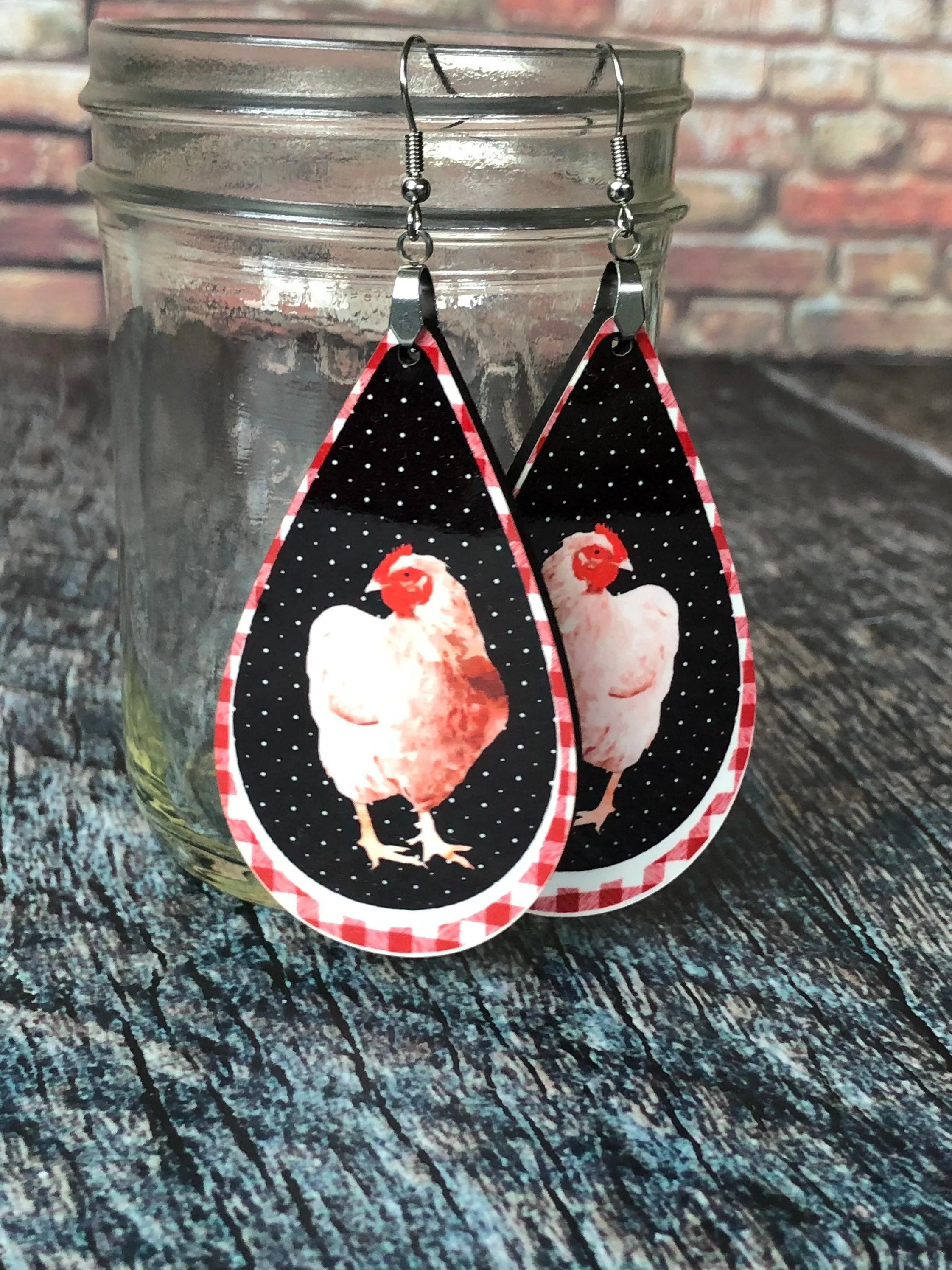 Chicken Earrings, Farm Earrings, Farm Girl Gifts, Chicken Gifts, Funny Earrings, Drop Earrings
