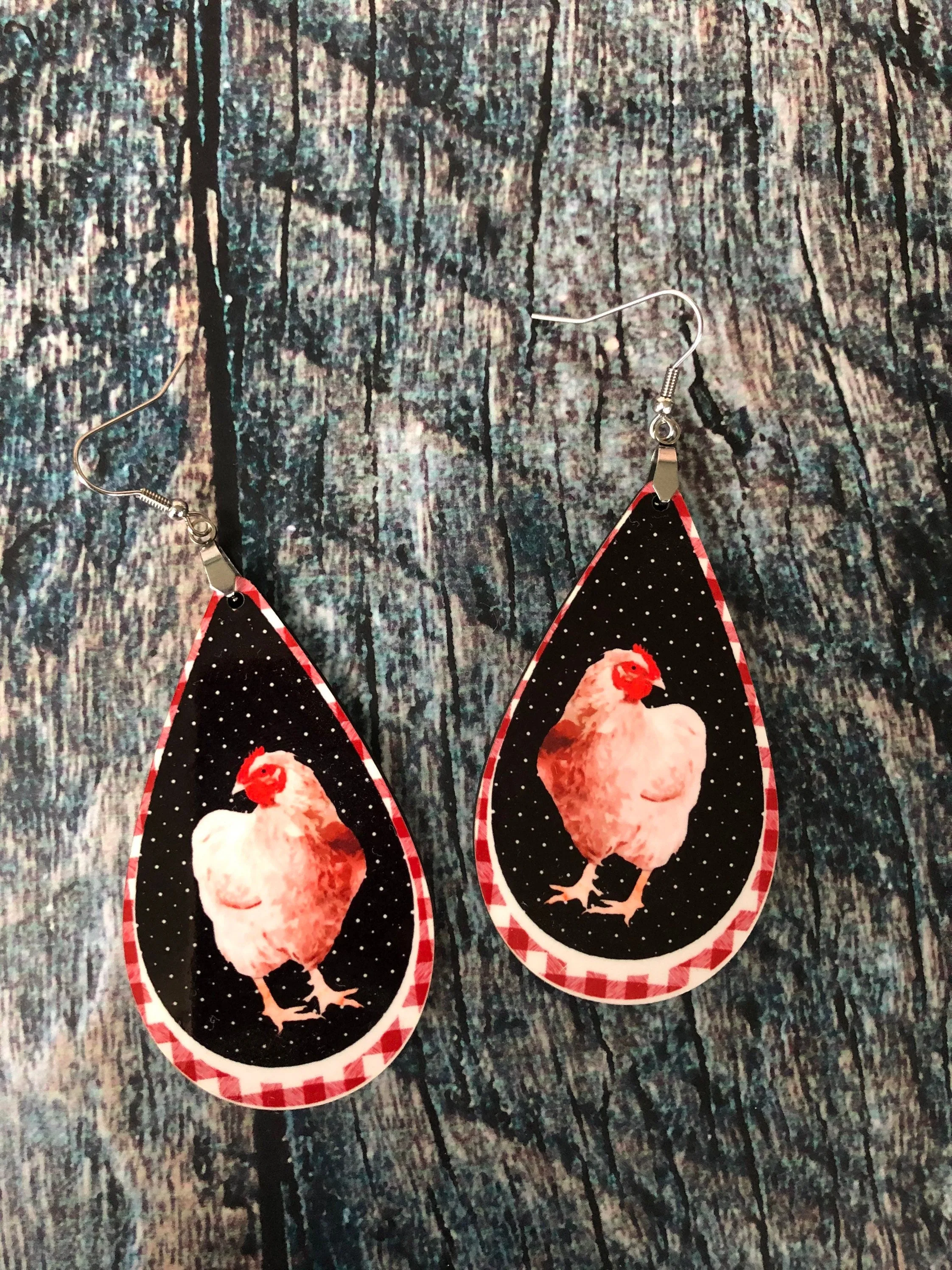 Chicken Earrings, Farm Earrings, Farm Girl Gifts, Chicken Gifts, Funny Earrings, Drop Earrings