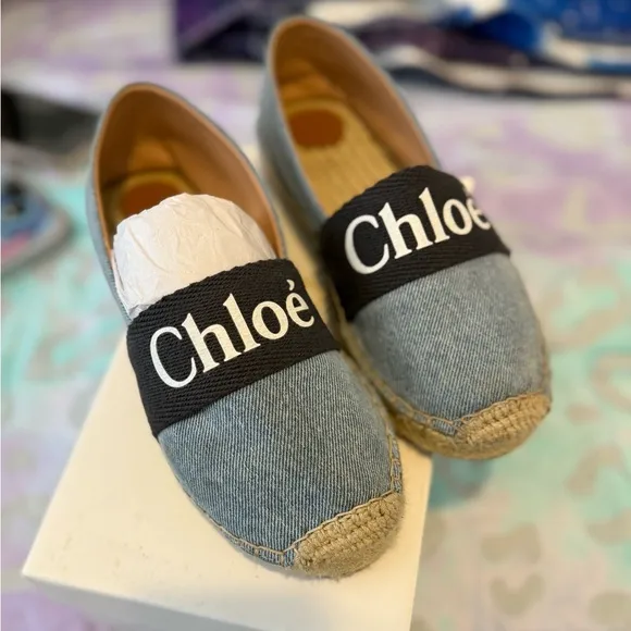 Chloé Blue Espadrille Flats