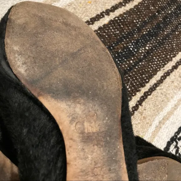 Chloe Rare Black Calf Hair Lauren Scalloped Ballet Flats