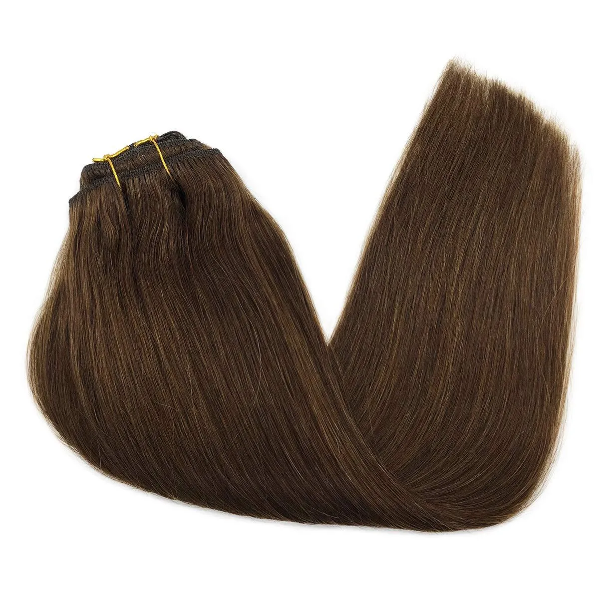 Chocolate Brown 7pcs 120g Clip in Human Hair Extensions