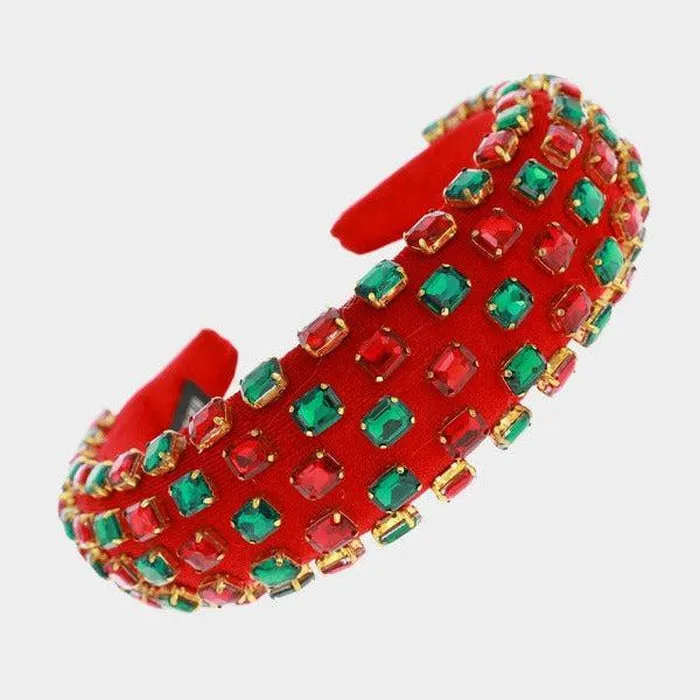 Christmas Rectangle Stone Padded Headband