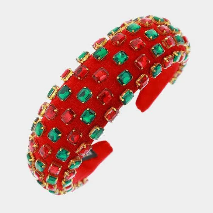 Christmas Rectangle Stone Padded Headband