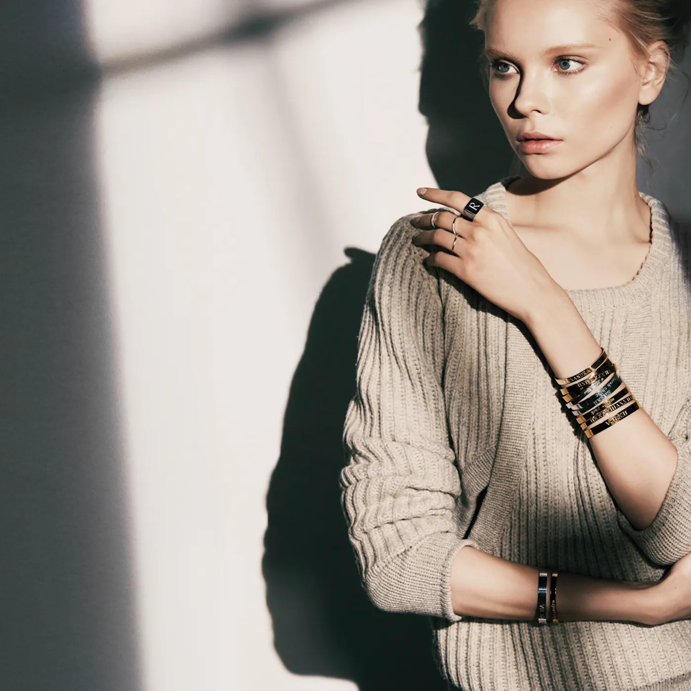CIELA DUO DIAMOND BANGLE-MULTI TEXT
