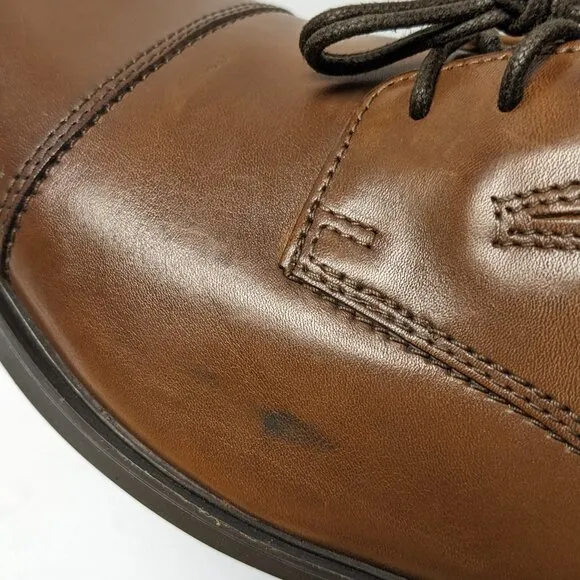 Clarks Tilden Cap Oxford, Dark Tan Leather, Men's 11 Wide