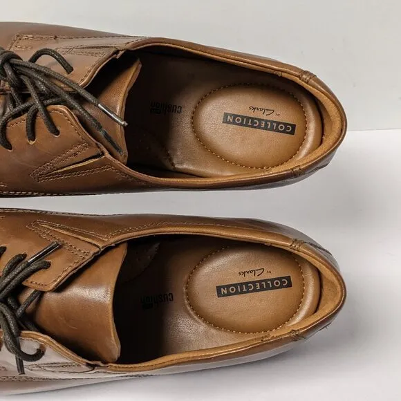 Clarks Tilden Cap Oxford, Dark Tan Leather, Men's 11 Wide