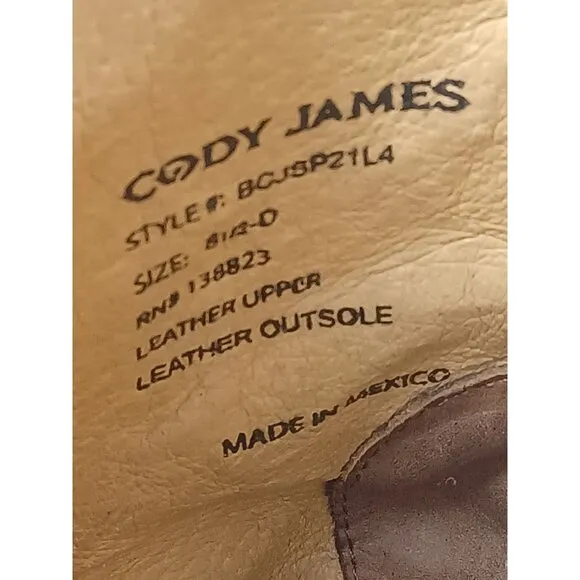 Cody James Men's Jameson Leather Western Boots Square Toe BCJSP21L4 8 1/3 D