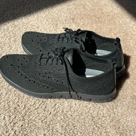 Cole Haan Black Knit Zerogrand Stitchlight Oxford Shoes Womens Size 6