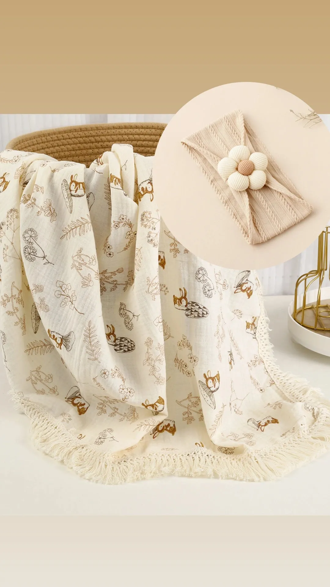 Combo  large towel/blanket  (110×110cm)  Hairband