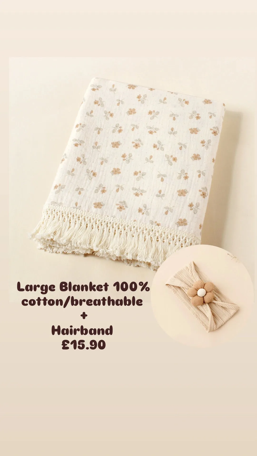 Combo  large towel/blanket  (110×110cm)  Hairband