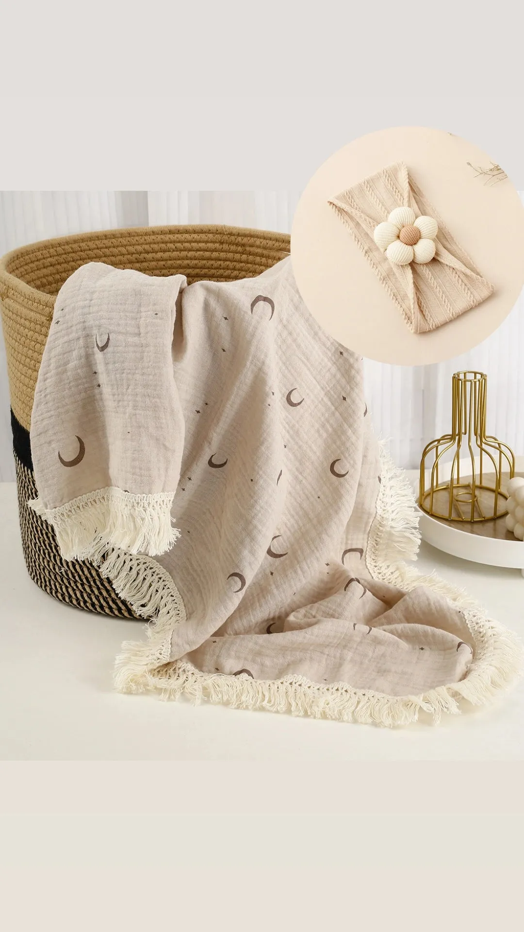 Combo  large towel/blanket  (110×110cm)  Hairband