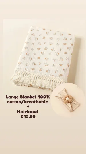 Combo  large towel/blanket  (110×110cm)  Hairband