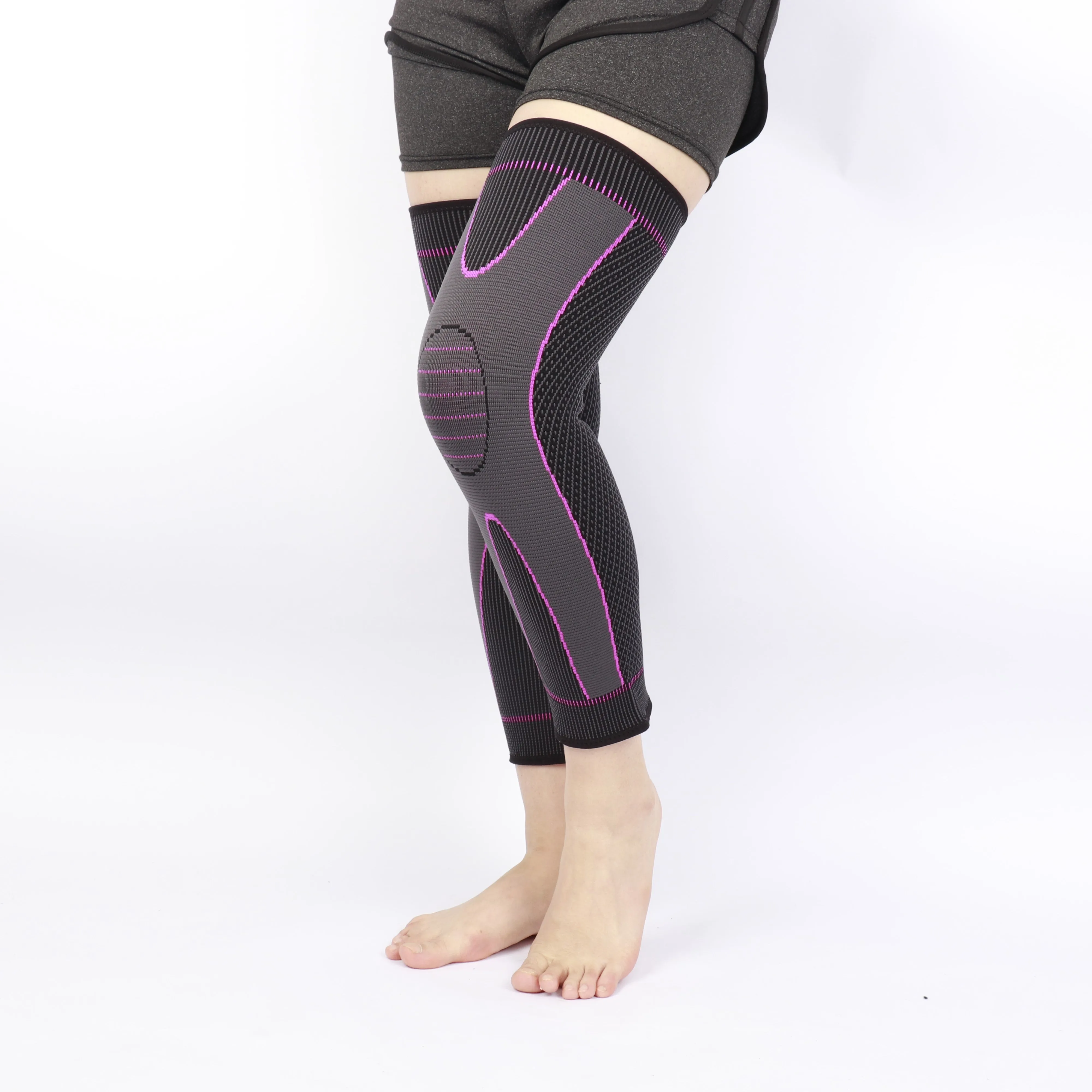 Compression Leg Sleeve Knee Support Stabilizer Long Brace