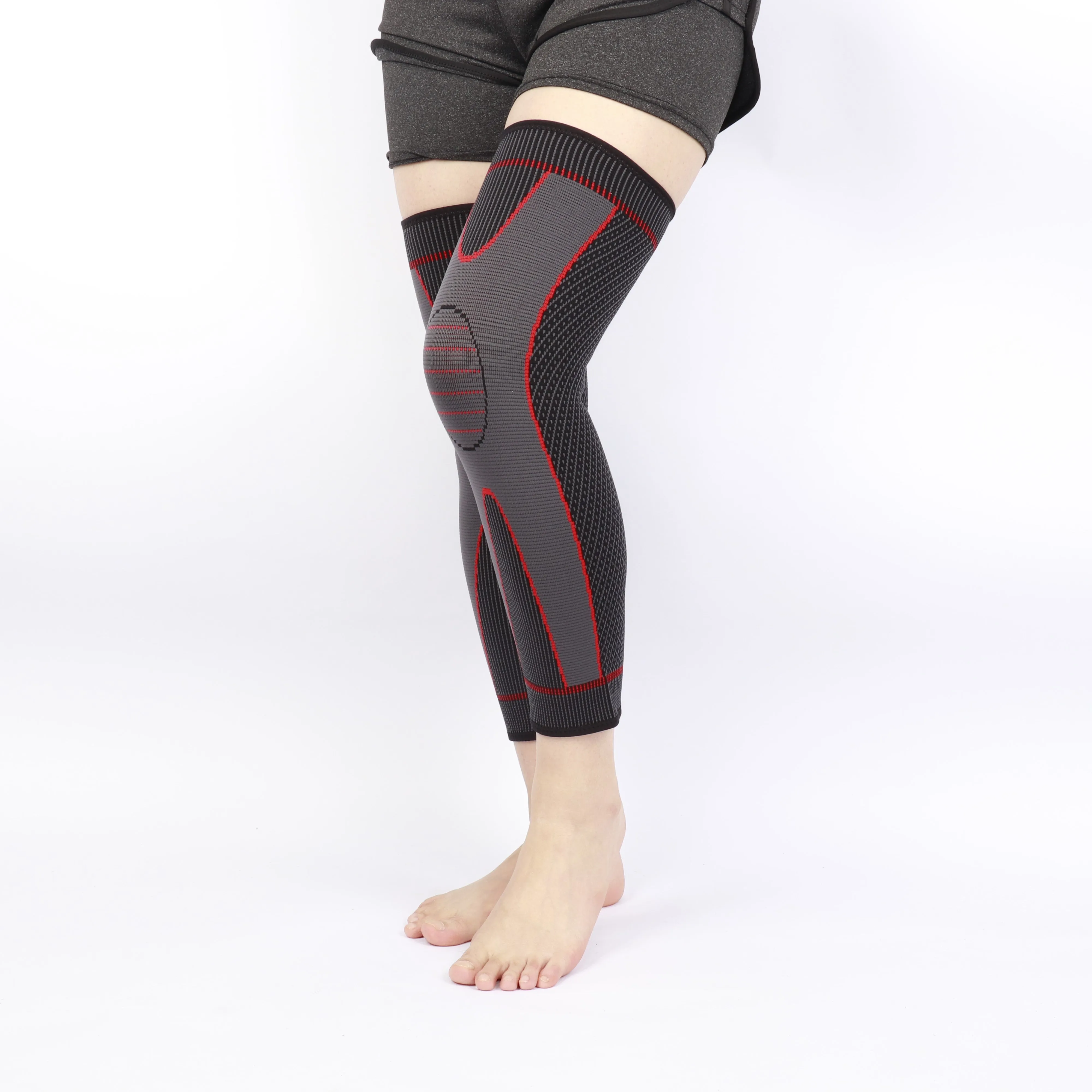 Compression Leg Sleeve Knee Support Stabilizer Long Brace
