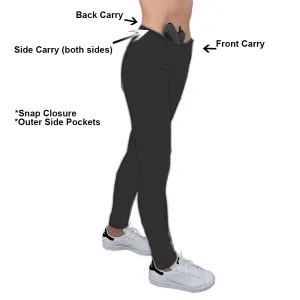Concealed Carry Black  Leggings 230 gsm Thick Not See Through - Full Length