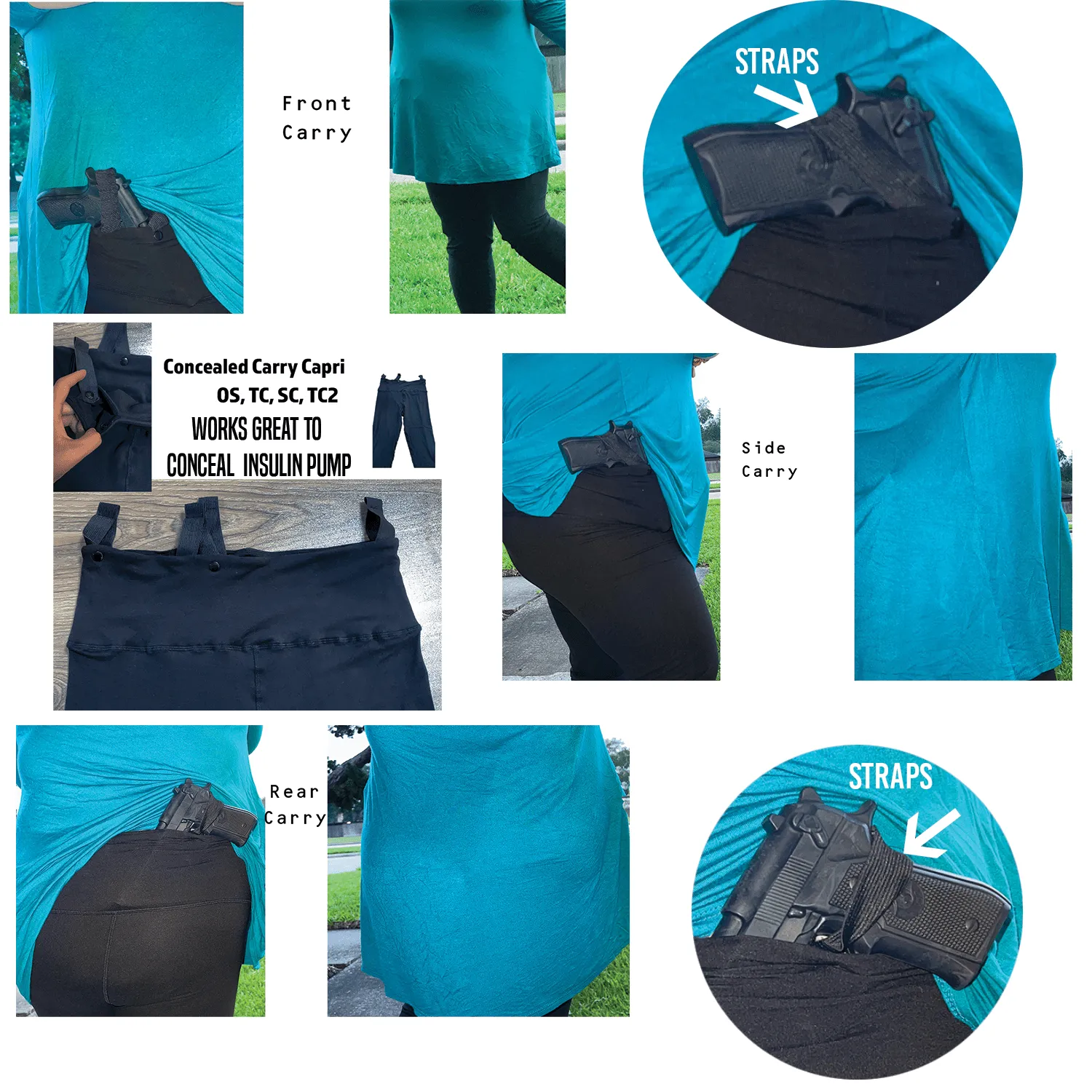 Concealed Carry Black  Leggings 230 gsm Thick Not See Through - Full Length
