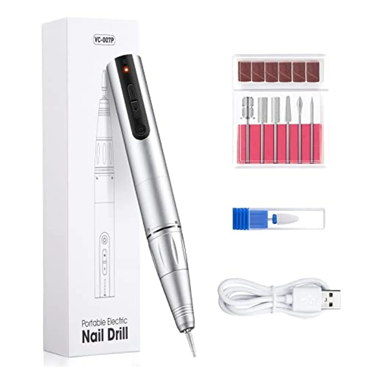 Cordless Electric Nail Drill, Senignol 30000RPM Professional Nail Drill Machine for Acrylic Nails, Electric Nail File Manicure Pedicure Polishing Shape Tools Efile E File with Bits and Sanding Bands