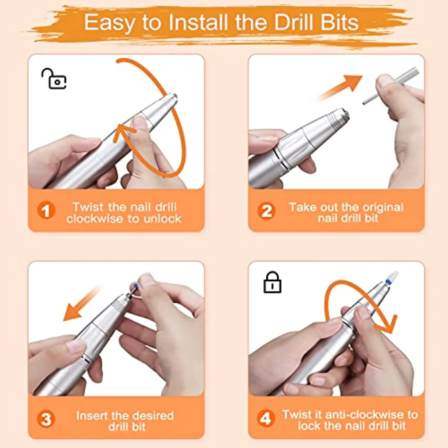 Cordless Electric Nail Drill, Senignol 30000RPM Professional Nail Drill Machine for Acrylic Nails, Electric Nail File Manicure Pedicure Polishing Shape Tools Efile E File with Bits and Sanding Bands