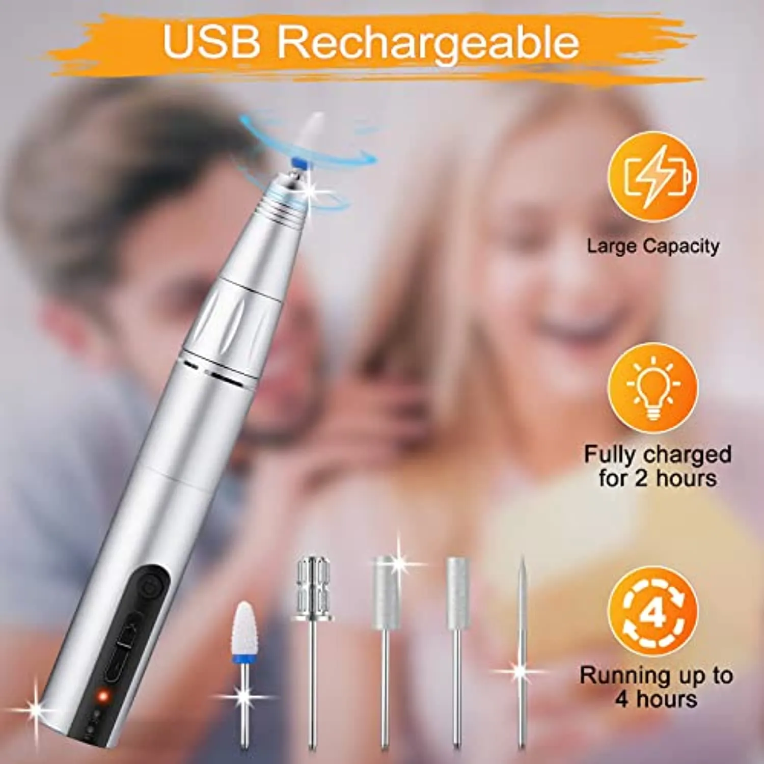 Cordless Electric Nail Drill, Senignol 30000RPM Professional Nail Drill Machine for Acrylic Nails, Electric Nail File Manicure Pedicure Polishing Shape Tools Efile E File with Bits and Sanding Bands