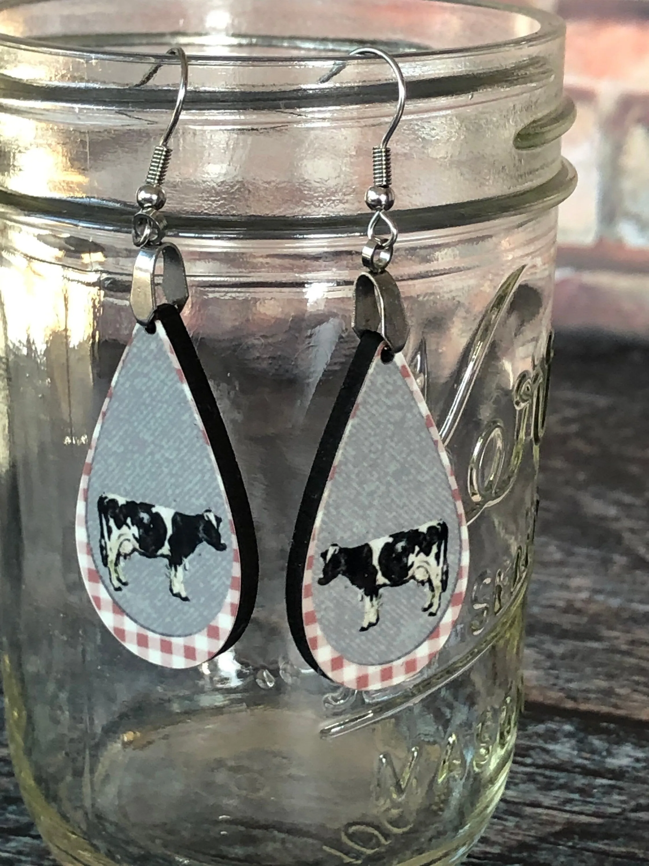 Cow Earrings, Farm Earrings, Cow Gifts, Drop Earrings
