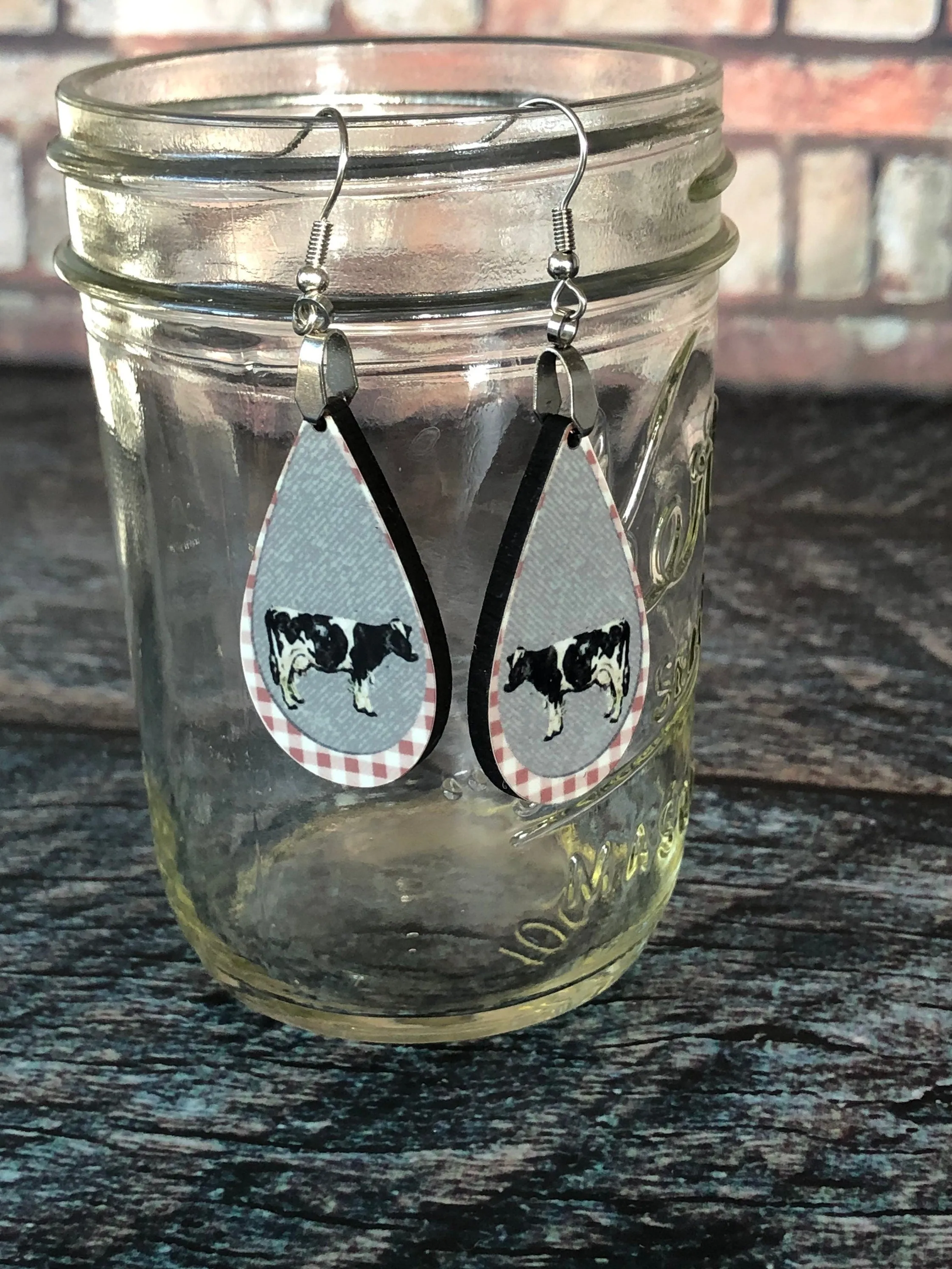 Cow Earrings, Farm Earrings, Cow Gifts, Drop Earrings