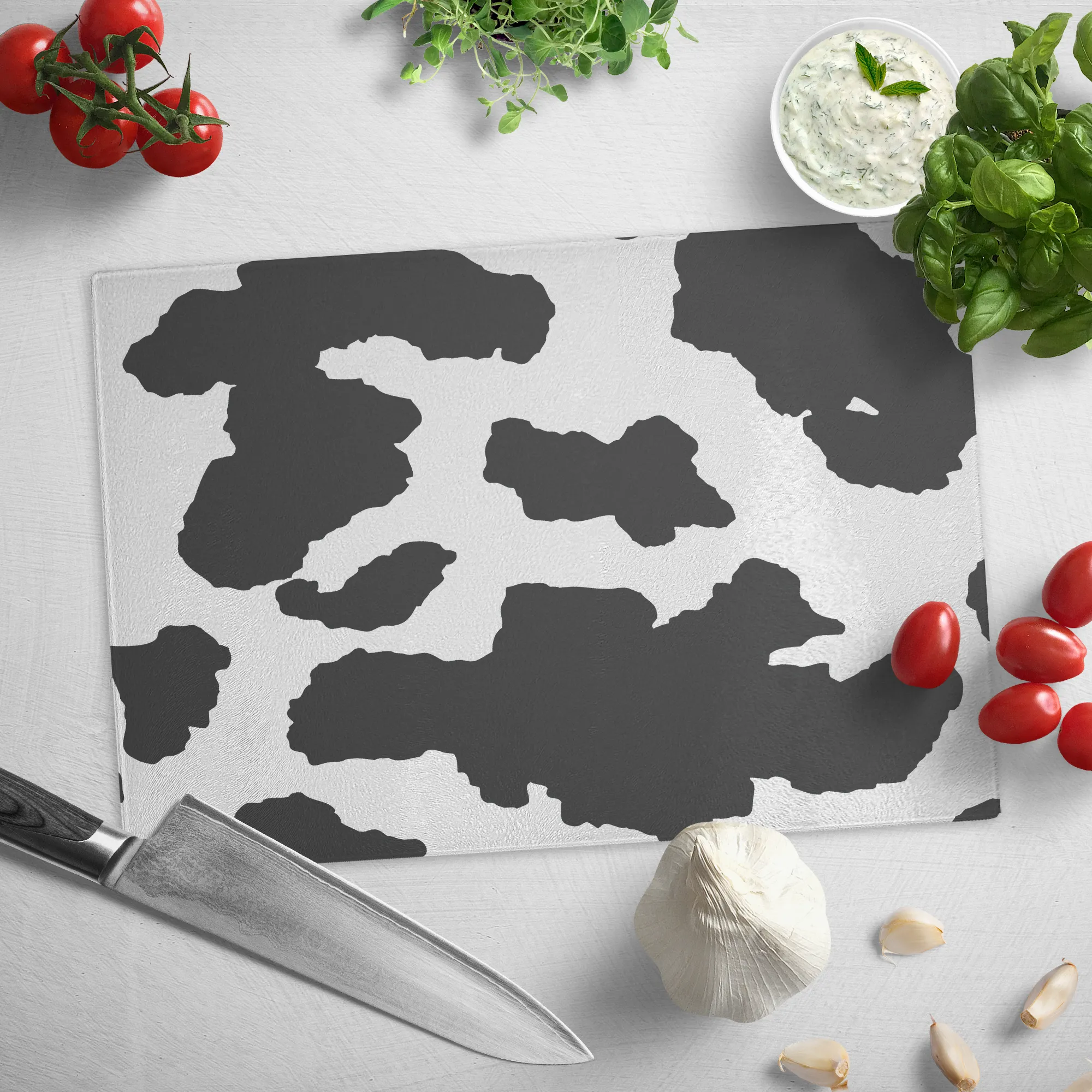 Cow Hide Glass Tempered Glass Cutting Board Farmhouse Kitchen Decor